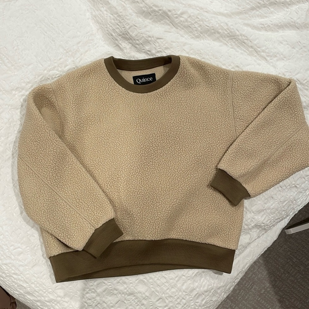 quince teddy bear fabric sweatshirt crop length